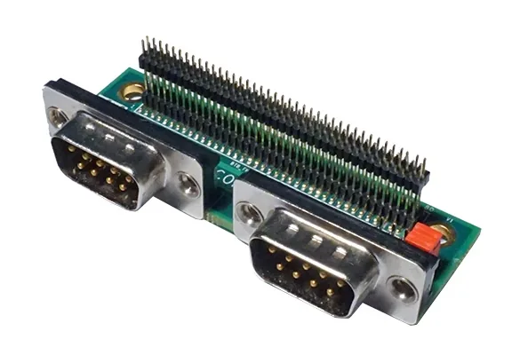 Module Cincoze CMI-COM102 bo mạch xanh có hai cổng DB9 và hàng chân cắm vào khe CMI