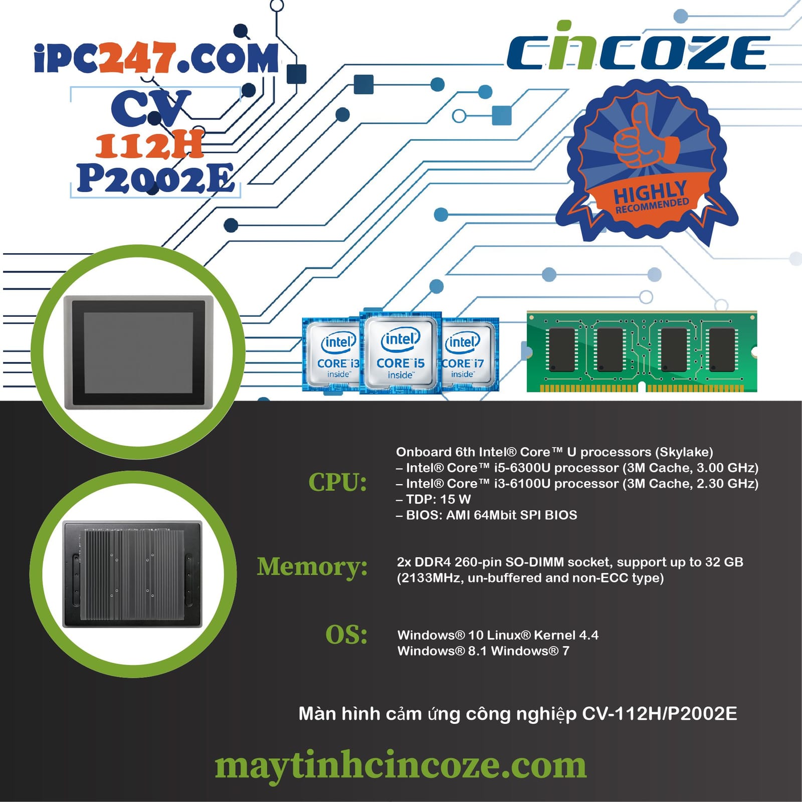Màn hình cảm ứng CV-112H/P2002E