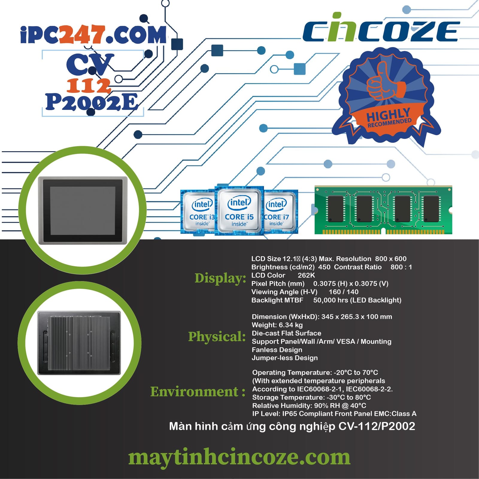 Màn hình cảm ứng CV-112/P2002E